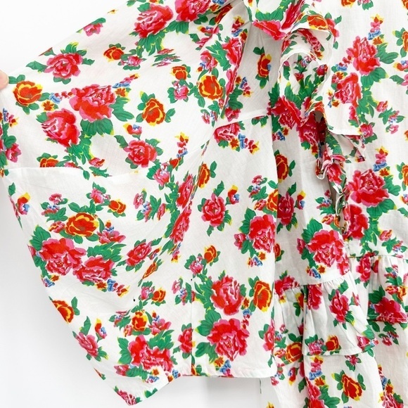 RHODE Elodie White Dazzle Floral Blouse Top - Picture 8 of 9